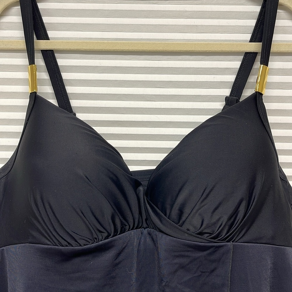 Swim by Cacique NWT Black Balconette Bra Tankini Top Size 42D - Picture 2 of 13
